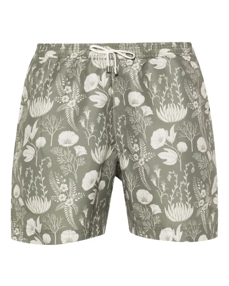 Sunspel Badeshorts mit Blatt-Print Grün