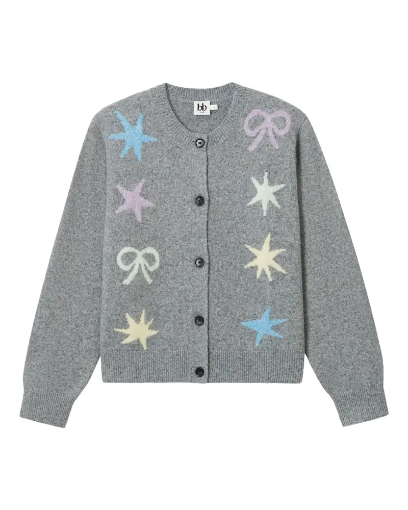b+ab Cardigan mit Sternverzierung - Grau Grau