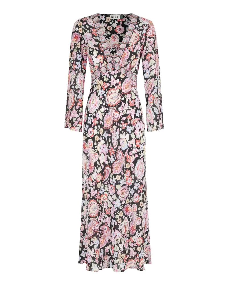 RIXO Tania silk midi dress - Schwarz Schwarz