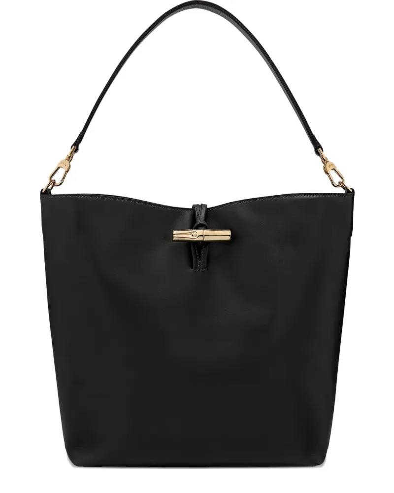 Longchamp Mittelgroße Le Roseau Schultertasche - Schwarz Schwarz