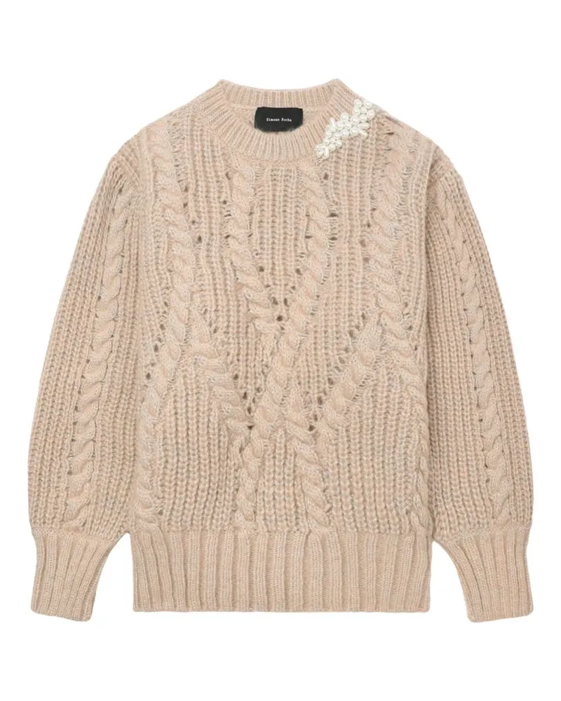 Simone Rocha Zopfmuster-Pullover mit Perlen - ROSE/PEARL ROSE/PEARL Rose