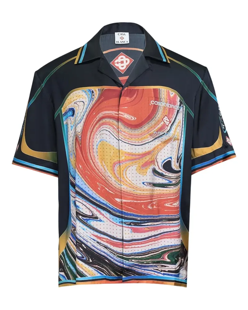 Casablanca Paris cuban-collar short-sleeve shirt - Schwarz Schwarz