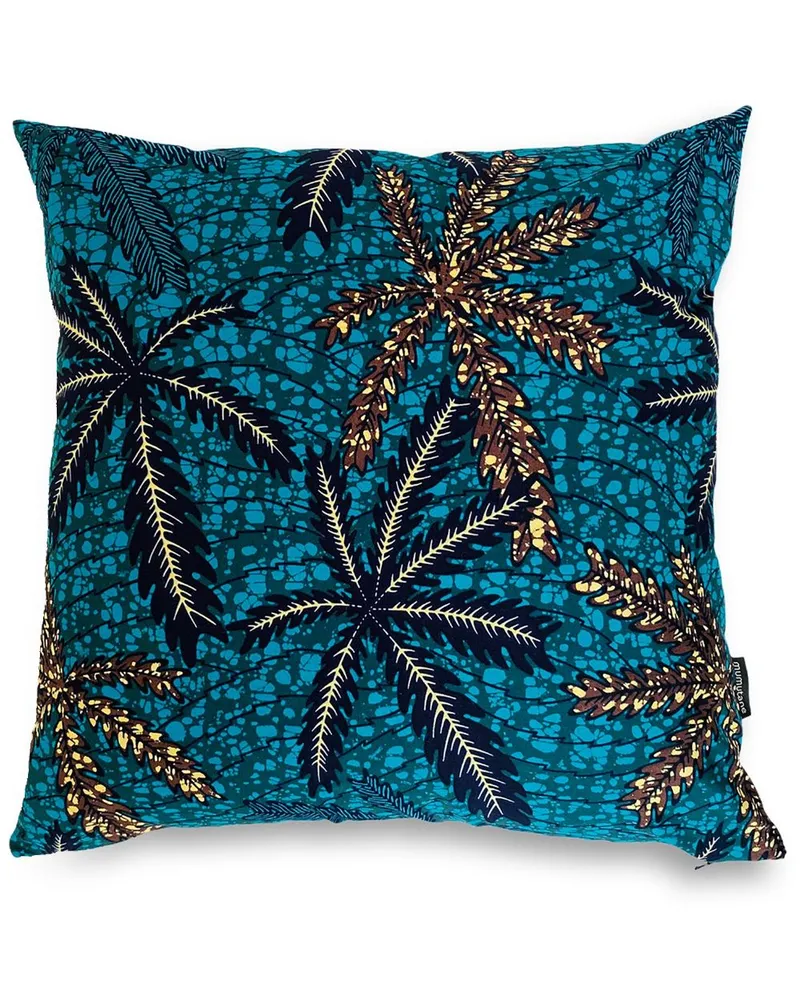Mumutane Isolo Kissen mit Palmblatt-Print - Blau Blau