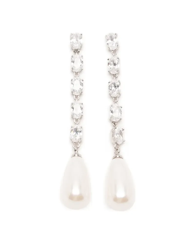 Self-Portrait crystal-embellished faux-pearl earrings - Silber Silber
