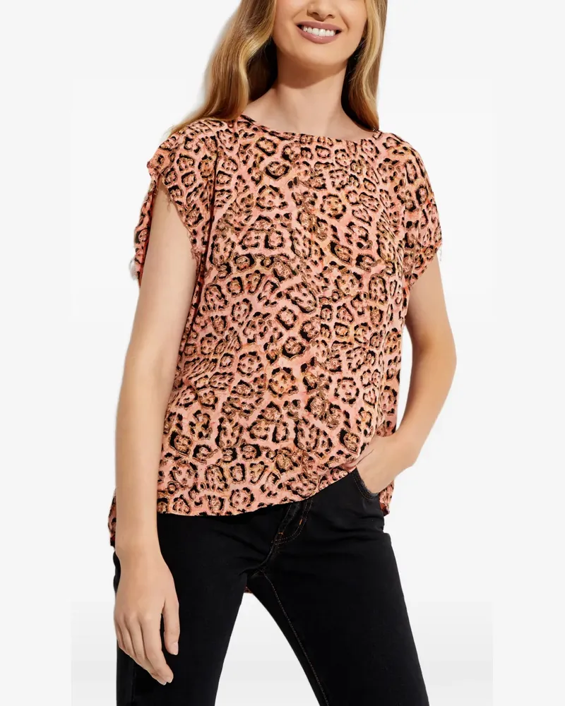 One Teaspoon animal-print tie-fastening T-shirt - Orange Orange