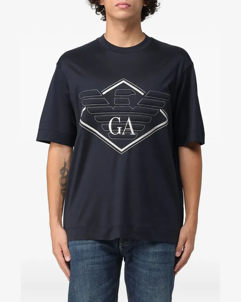 Emporio Armani T-Shirt mit Stickerei - Blau Blau