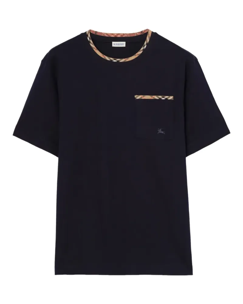 Burberry T-Shirt mit kariertem Besatz - Blau Blau