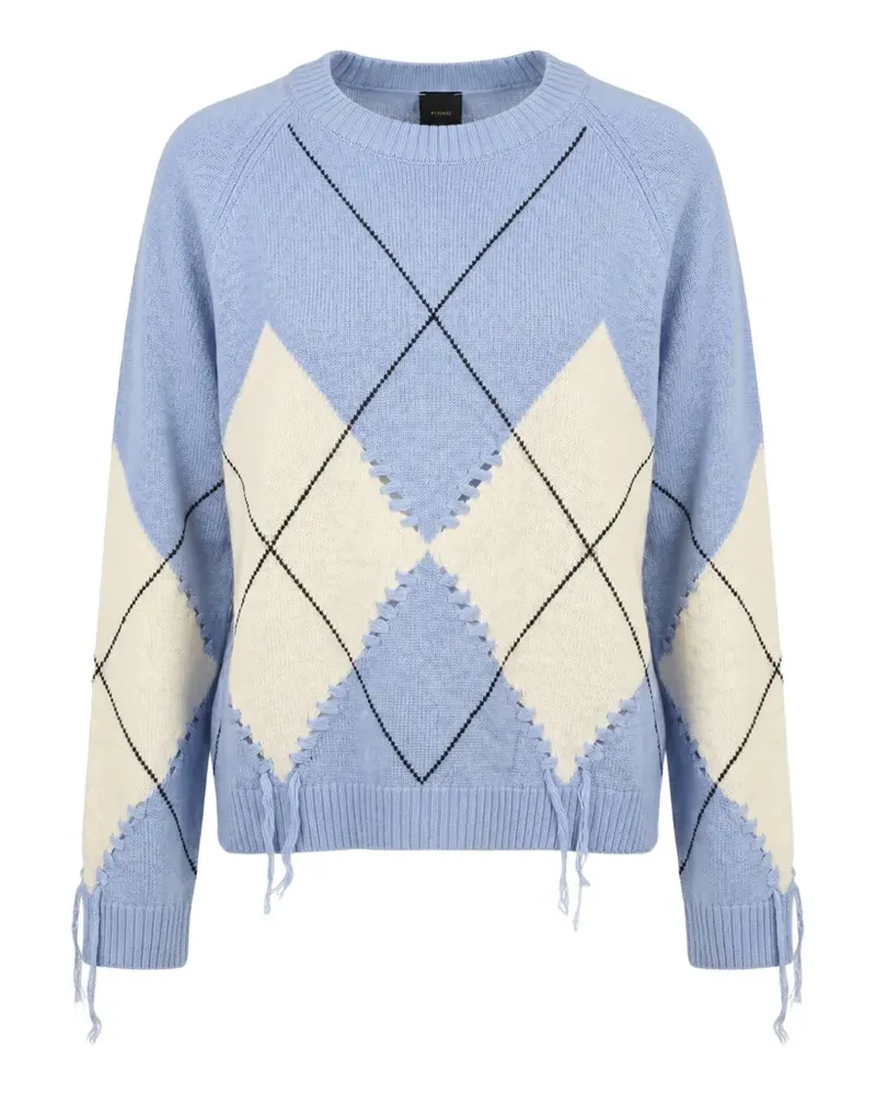Pinko argyle-pattern tassel-detail sweater - Blau Blau