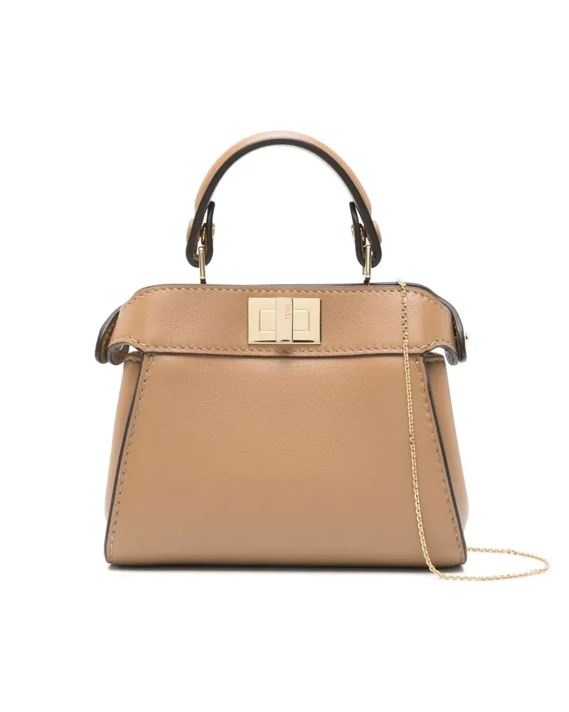 Fendi Nano Peekaboo Schultertasche - Braun Braun