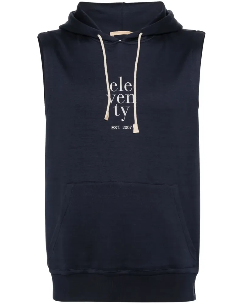 Eleventy Kapuzenweste mit Logo-Print - Blau Blau