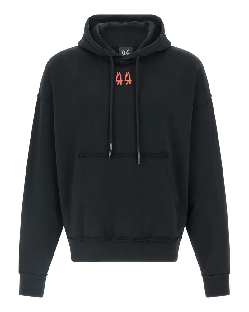44 LABEL GROUP Hoodie mit Logo-Print - Schwarz Schwarz