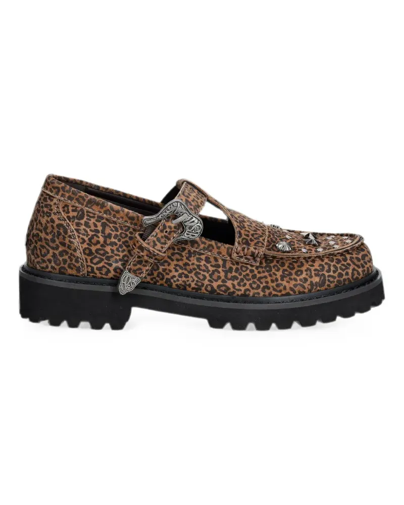 Andersson Bell leopard-print studded loafers - Braun Braun