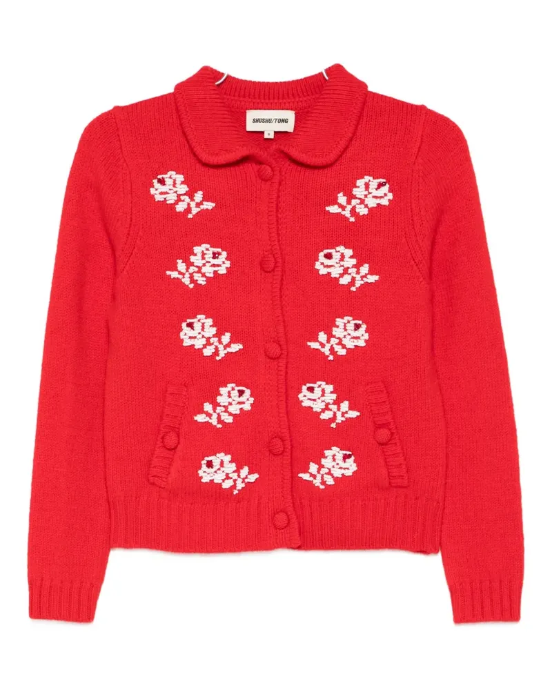 SHUSHU/TONG floral-embroidered cardigan - Rot Rot