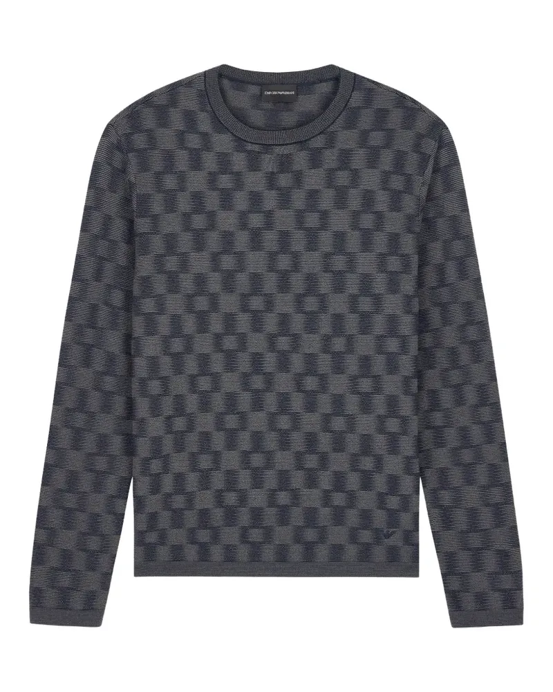 Emporio Armani Gemusterter Pullover aus Schurwolle - Blau Blau