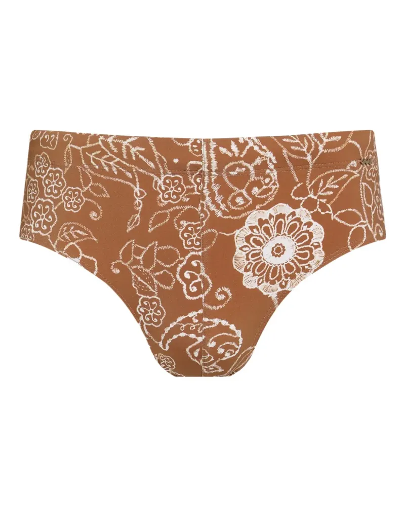 Amir Slama Badehose mit Blumen-Print - Braun Braun