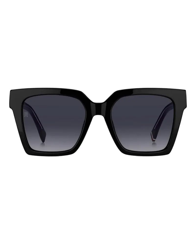 Tommy Hilfiger monogram geometric-frame sunglasses - Schwarz Schwarz