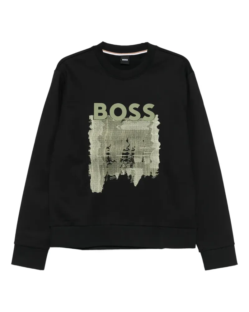 HUGO BOSS Sweatshirt mit Logo-Print - Schwarz Schwarz