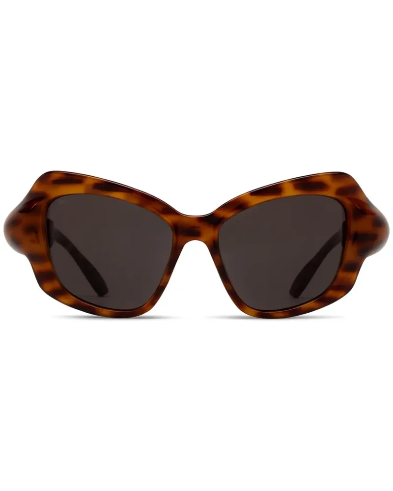 Balenciaga Sonnenbrille mit Logo-Schild - Braun Braun