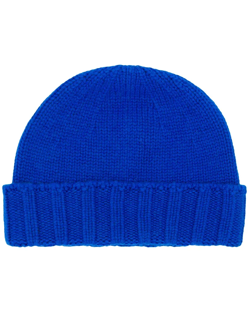 Drumohr  Kaschmirmütze mit geripptem Saum - Blau Blau