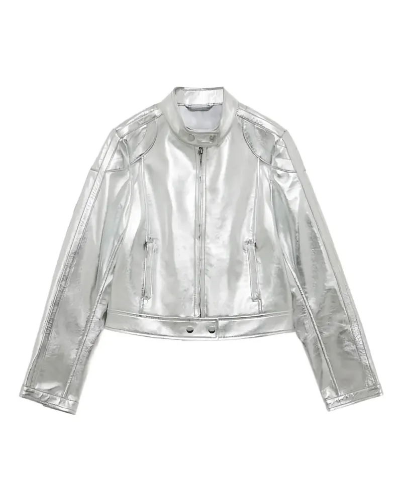 Ermanno Scervino Gesteppte Lederjacke - Silber Silber