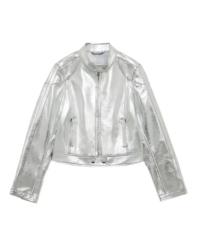 Ermanno Scervino zip-up quilted leather jacket - Silber Silber