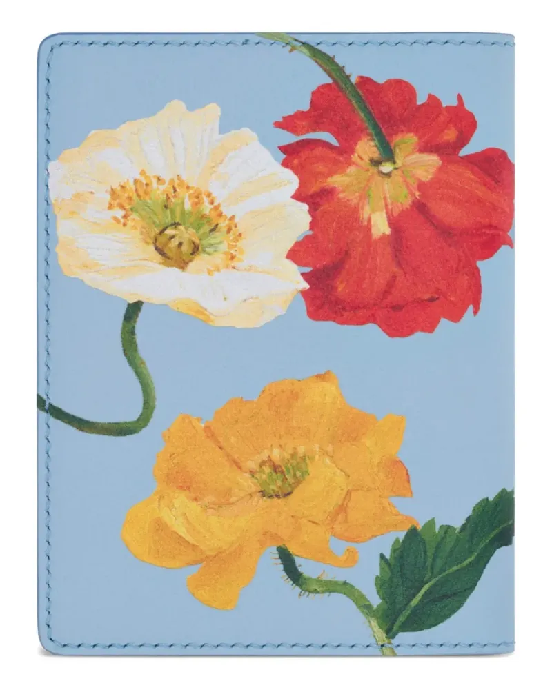 Oscar de la Renta poppy-printed passport cover - Blau Blau