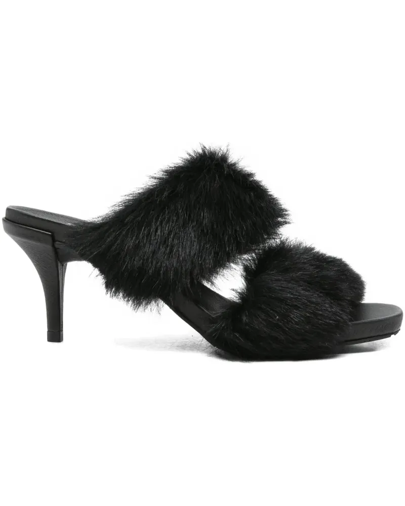 Pedro Garcia Cissy Sandalen mit Fellbesatz 65mm - Schwarz Schwarz