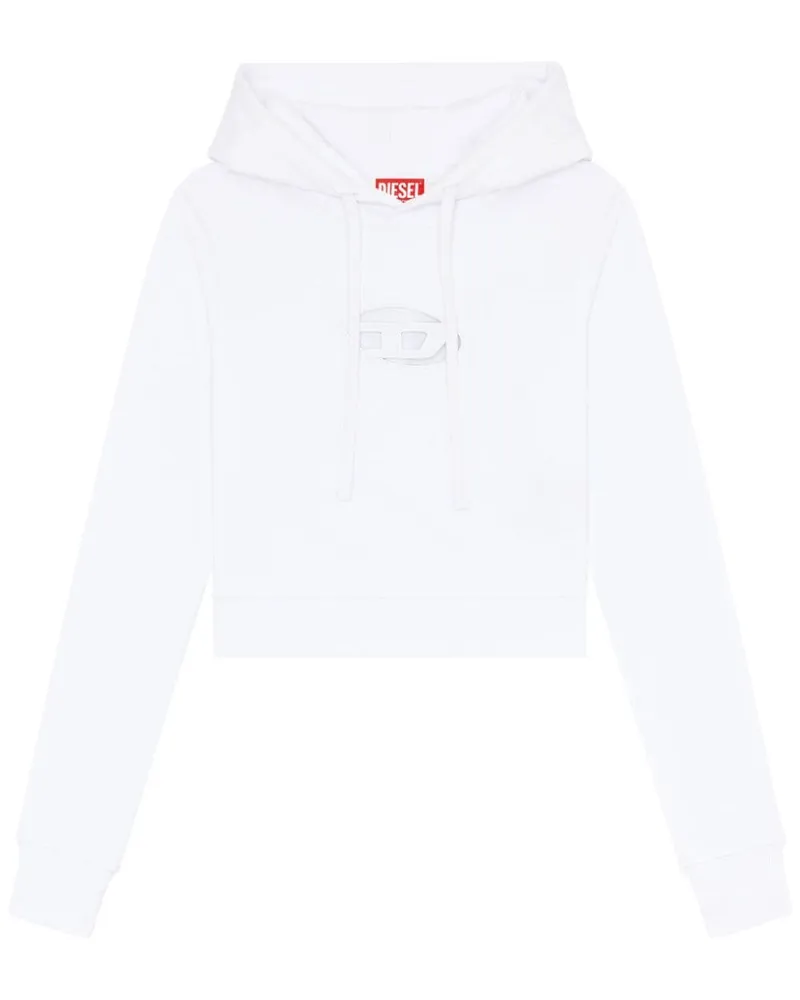 Diesel F-Slimmy Kapuzenpullover mit Logo-Schild - Weiß Weiß