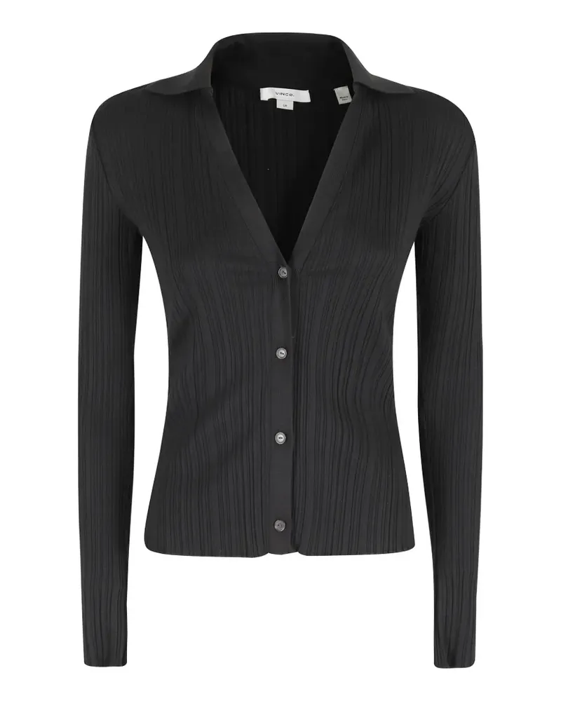 Vince ribbed-knit button-up cardigan - Schwarz Schwarz