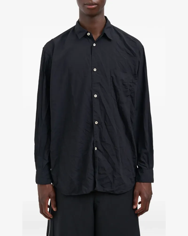 Comme des Garçons wrinkled-effect chest-pocket shirt - Schwarz Schwarz