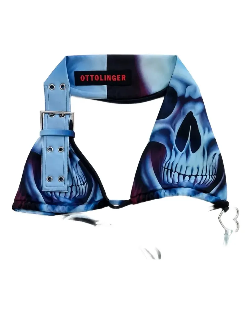 OTTOLINGER skull-print buckled bikini top - Blau Blau