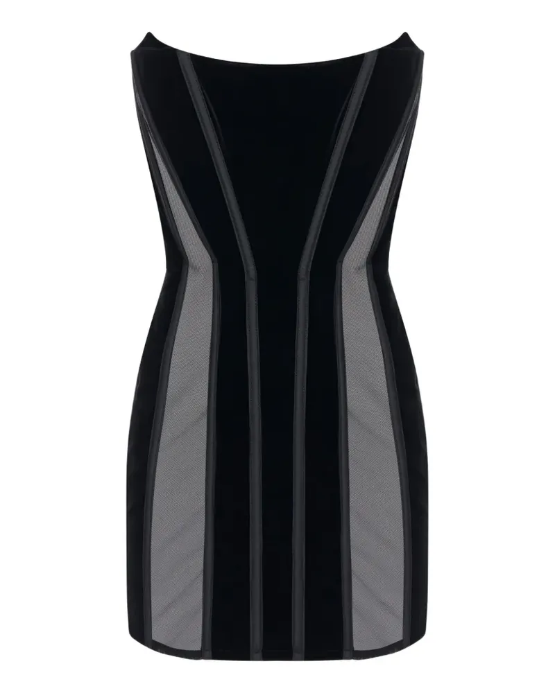 Elisabetta Franchi Minikleid aus Samt und Tüll - Schwarz Schwarz