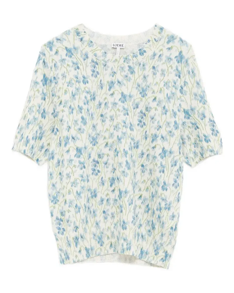 Loewe T-Shirt mit Blumenprint - Weiß Weiß