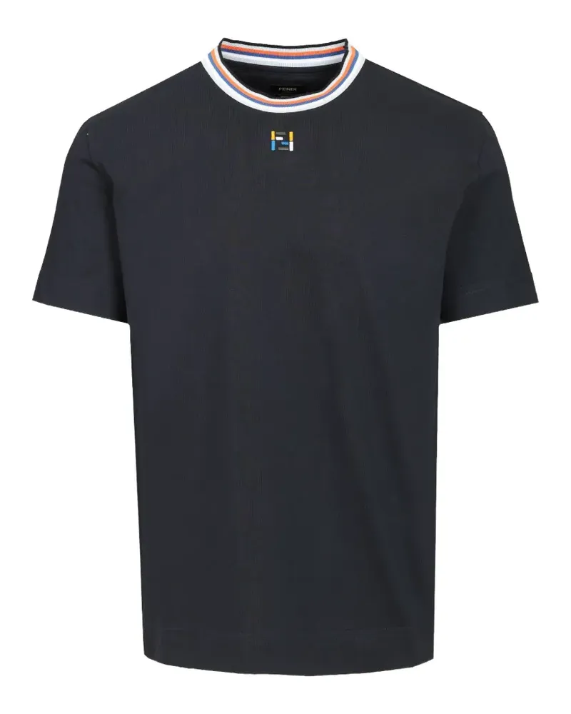 Fendi FF logo-embroidered T-shirt - Blau Blau