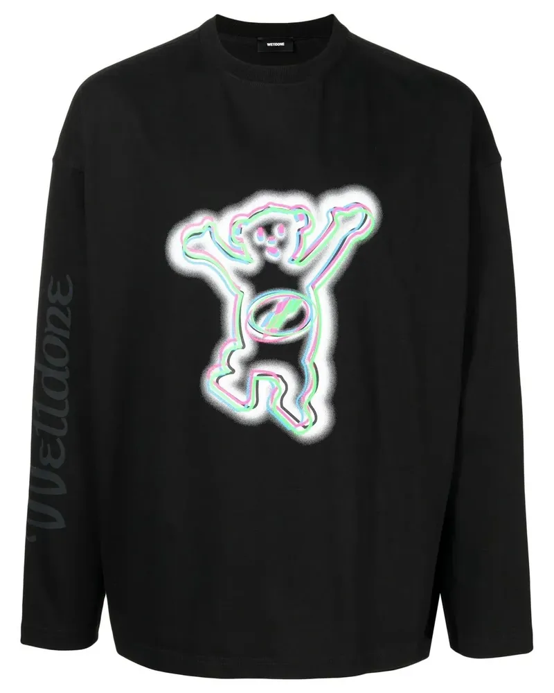 WE 11 DONE Langarmshirt mit grafischem Print - Schwarz Schwarz