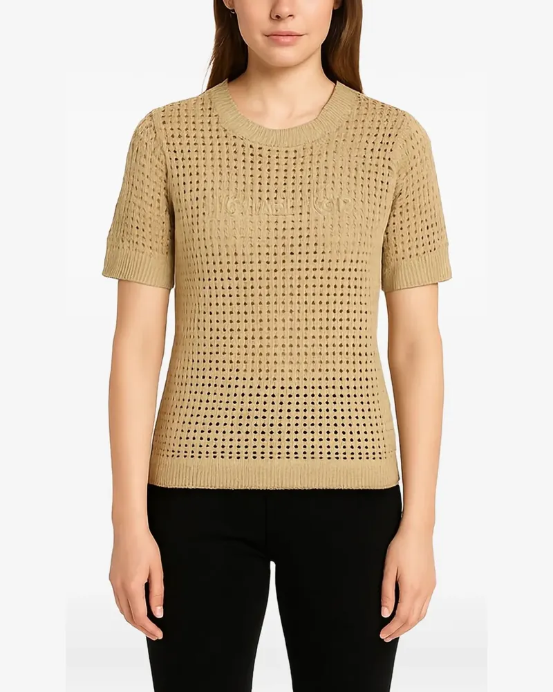 Michael Kors T-Shirt mit Lochstrickmuster - Nude Nude