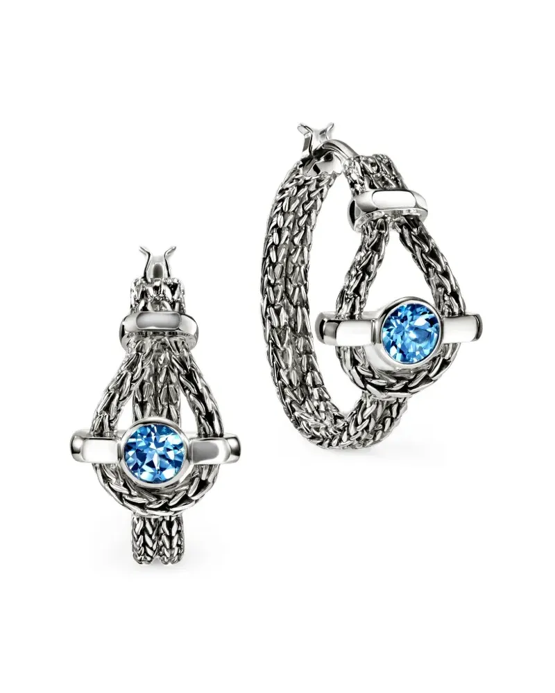 John Hardy Icon Creolen mit blauem Topas - Silber Silber