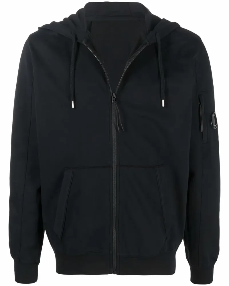 C.P. Company Kapuzenjacke mit Logo-Patch - Schwarz Schwarz