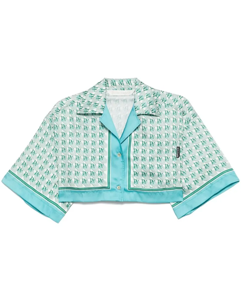 Palm Angels Cropped-T-Shirt mit Print - Grün Grün