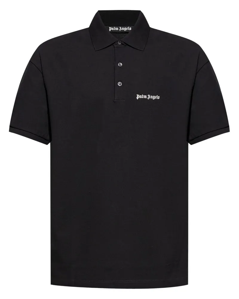 Palm Angels Poloshirt mit Logo-Stickerei Schwarz