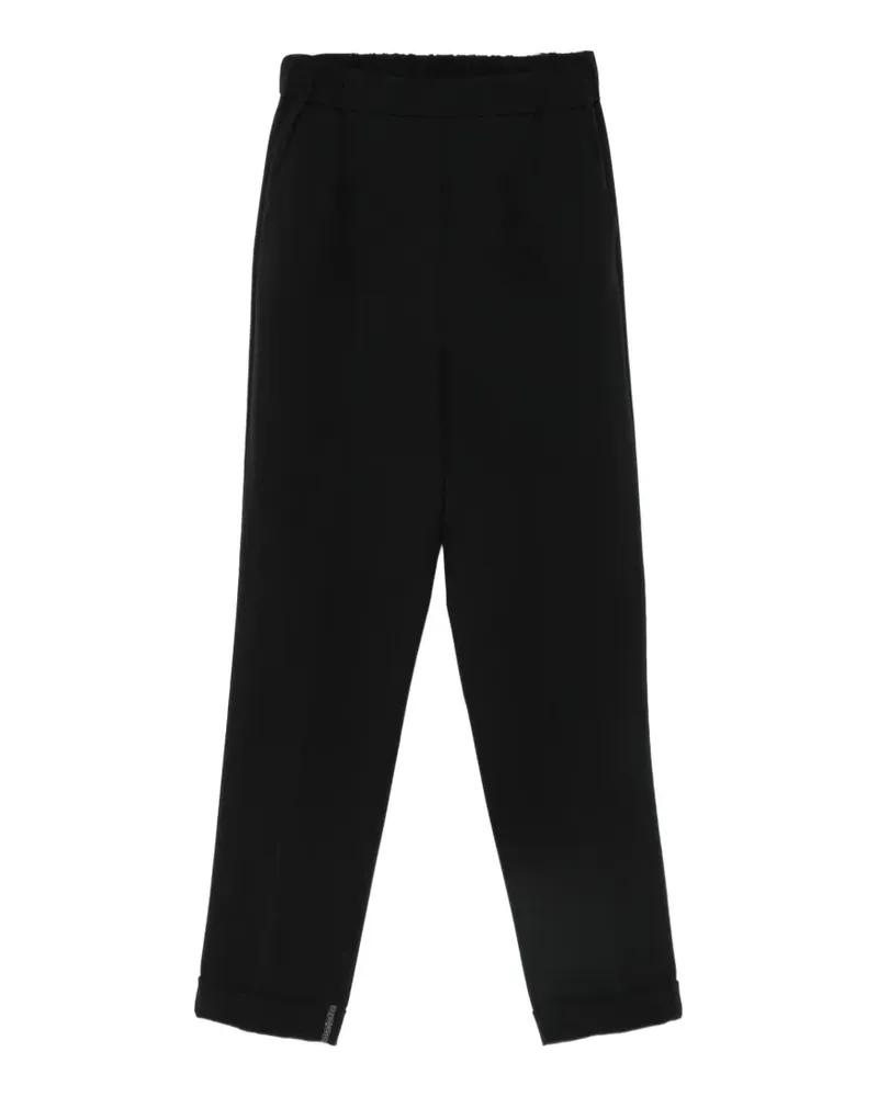 Antonelli Firenze elasticated-waistband turn-up trousers - Schwarz Schwarz