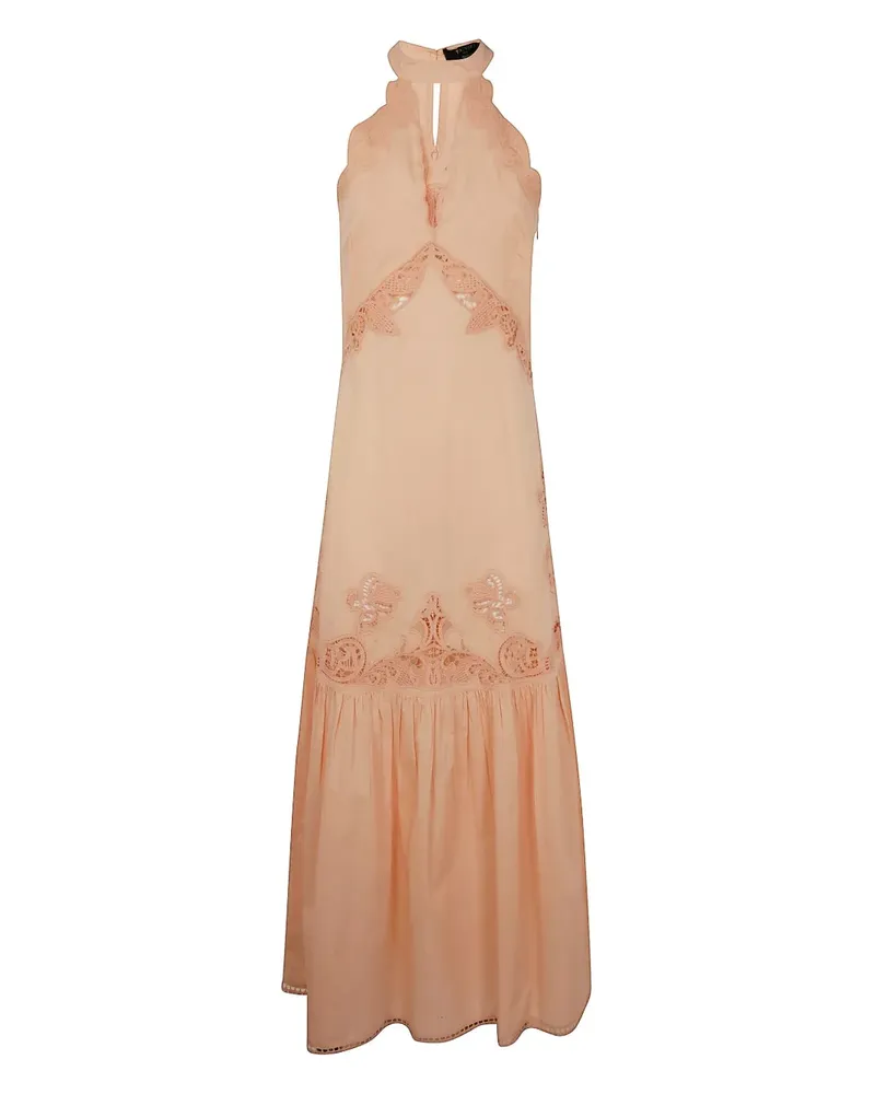 Twin-Set Neckholder-Maxikleid mit Stickerei - Nude Nude
