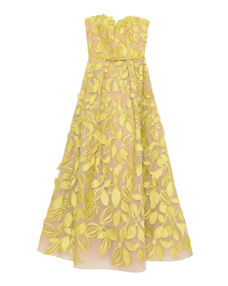 Elie Saab strapless leaf applique dress - Grün Grün