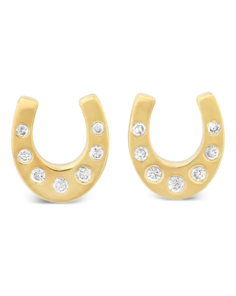 Jennifer Meyer mini horseshoe-motif diamond stud earrings - Gold Gold