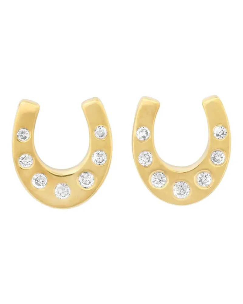 Jennifer Meyer mini horseshoe-motif diamond stud earrings - Gold Gold