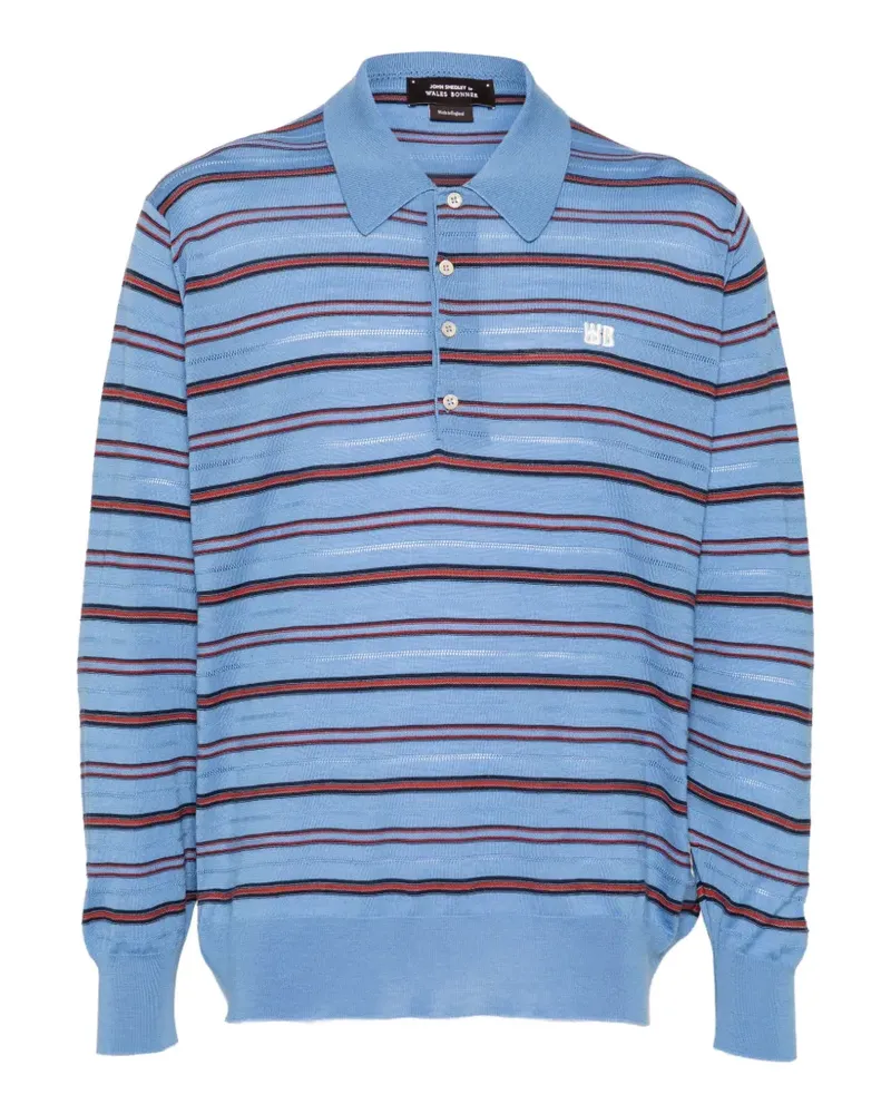 Wales Bonner Gestreiftes Poloshirt - Blau Blau