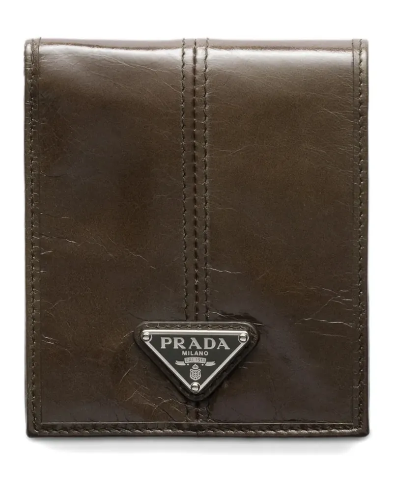 Prada triangle logo leather wallet - Braun Braun