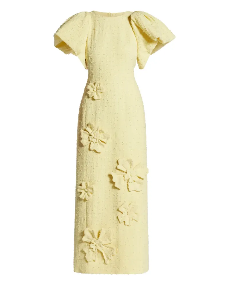 LEO LIN Luconda Tweed-Kleid mit Blumenapplikation - Gelb Gelb