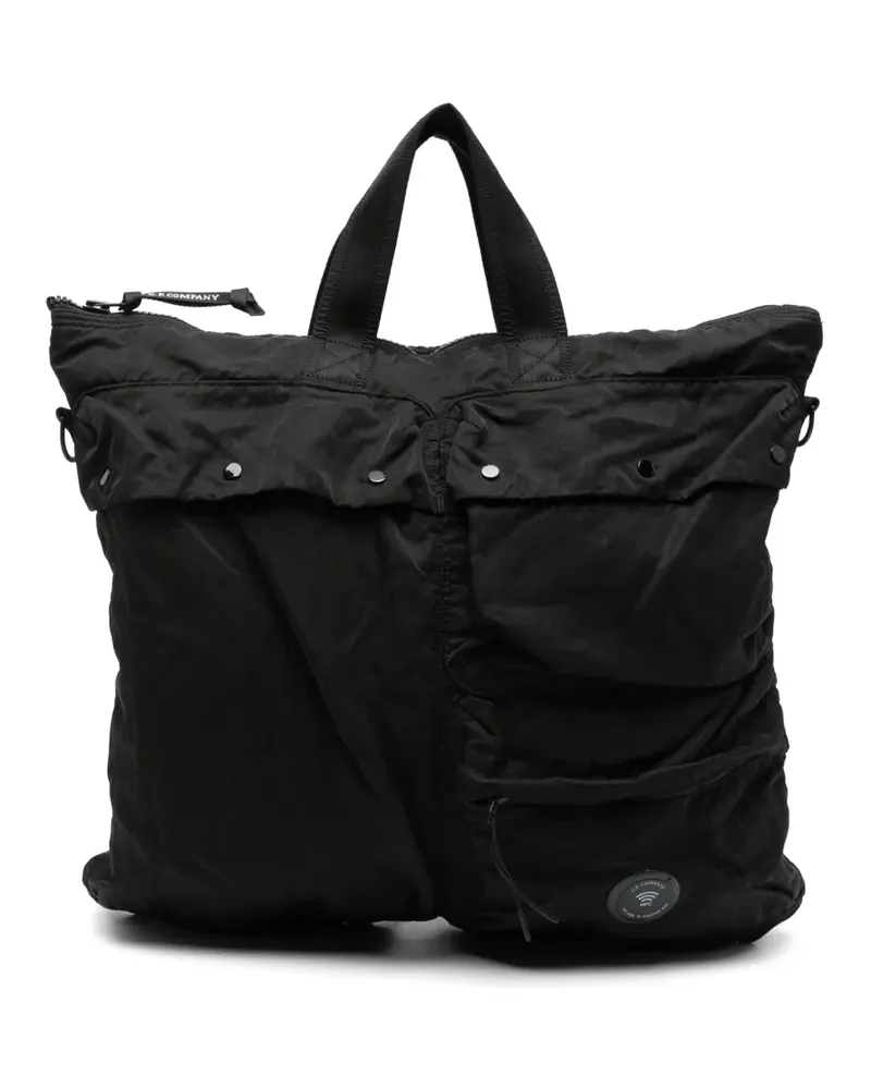 C.P. Company Tote Bag mit Logo-Patch - Schwarz Schwarz