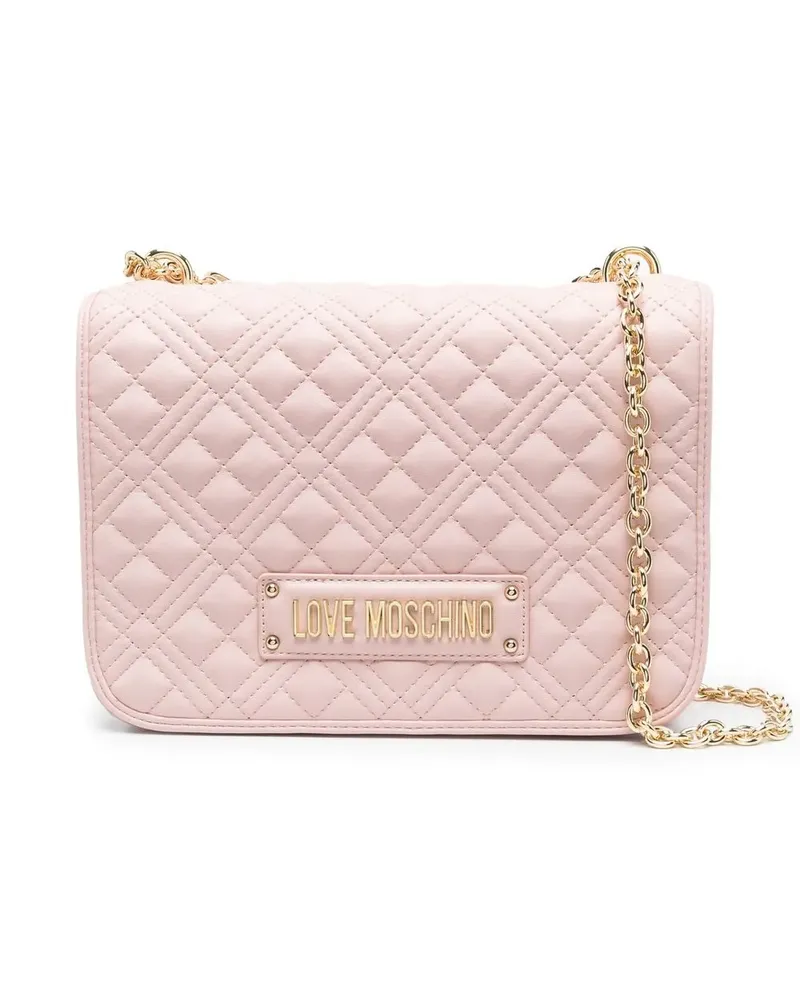 Moschino Schultertasche mit Logo-Schild - Rosa Rosa